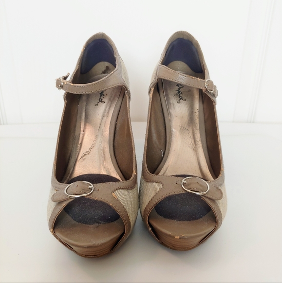 Mixed-Material Peep-Toe Mary Jane Platform Heel - Picture 5 of 5